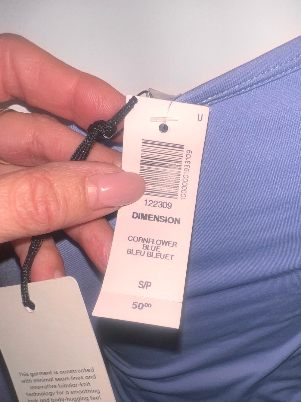 Aritzia Seamless Light Periwinkle Off-Shoulder Crop Top